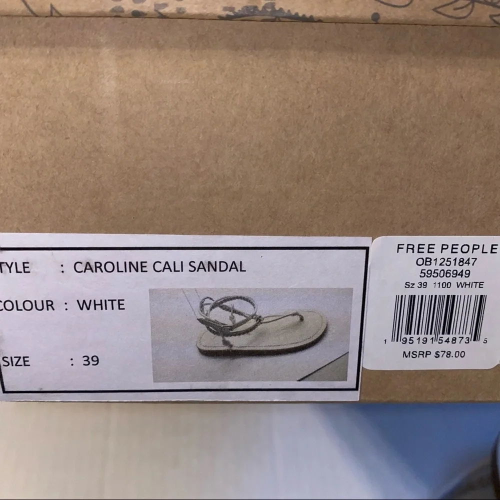 Free People Caroline Cali White Leather Boho Strappy Sandal NWT